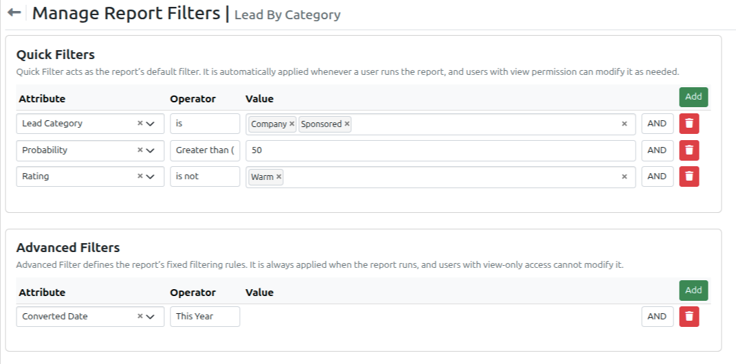 Dynamic Filter Configuration