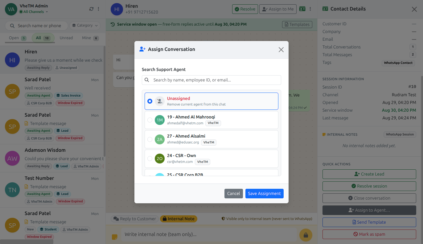 Multi-agent routing, counselor assignment, and department handover dialog